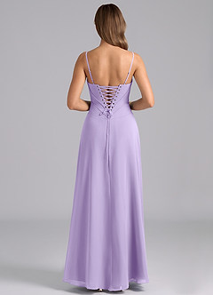 Azazie Valentine Vestidos de damas de honor Vestido de Lila de Gasa de Corte en A con Corsé image2