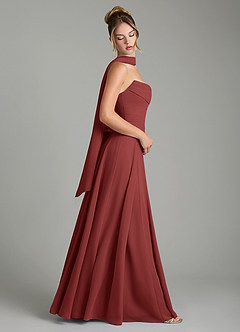 Azazie Gabriela Bridesmaid Dresses Terracotta A-Line Corset Chiffon Dress image3