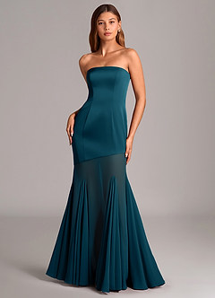 Azazie Uma Bridesmaid Dresses Ink Blue Mermaid Strapless Chiffon Convertible Dress image1