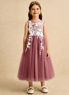 Azazie Sundae Blumenmädchenkleider Ballkleid Spitze Kleid Amethyst image7