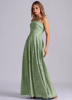 Azazie Lucienne Bridesmaid Dresses Dusty Sage A-Line Strapless Floral Burnout Dress image7