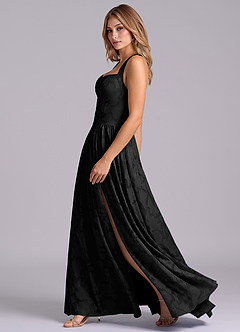 Azazie Francis Brautjungfernkleider A-Linie Korsett Blumen-Burnout Kleid Schwarz image5