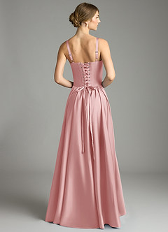 Azazie Evadina Suknie dla druhen Linia A Gorset Satyna elastyczna Do ziemi Sukienka image2