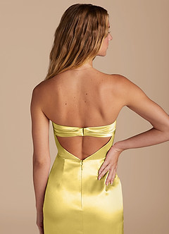 Azazie Leonis Bridesmaid Dresses Canary Mermaid Pleated Metallic Satin Convertible Dress image4