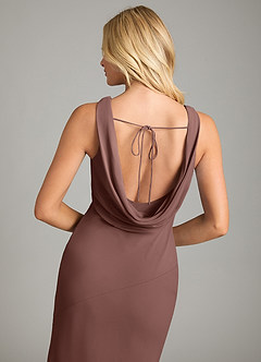 Azazie Rylina Bridesmaid Dresses Espresso Mermaid Pleated Chiffon Dress image2