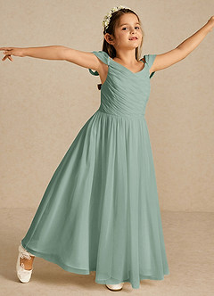 Azazie Chelle Final Sale Agave A-Line Pleated Chiffon Dress image3
