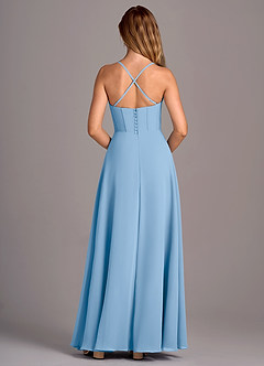 Azazie Carolyn Bridesmaid Dresses Powder Blue A-Line Pleated Chiffon Dress image6