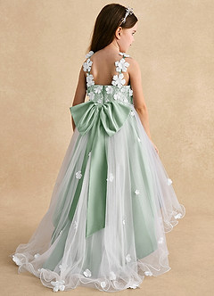 Azazie Celia Flower Girl Dresses Agave A-Line Lace Tulle Dress image2