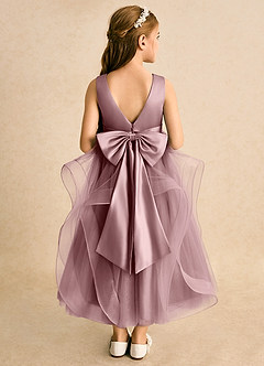 Azazie Vana Abiti da Ragazza di Fiori Abito Principessa in Tulle Fiocco Rosa Polverosa image1