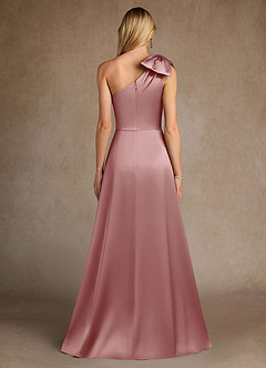 Azazie Easton Mère de la mariée Robes Robe Trapèze en Satin extensible Une épaule Rose Poussiéreuse image3