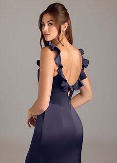 Azazie Callie Bridesmaid Dresses Stormy A-Line Ruched Stretch Satin Convertible Dress image2