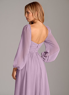 Azazie Bailee Bridesmaid Dresses Wisteria A-Line Long Sleeve Chiffon Dress image2