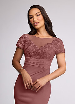 Azazie Susan Mother of the Bride Dresses Desert Rose Sheath Lace Stretch Crepe Dress image3