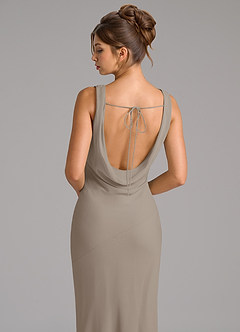 Azazie Rylina Bridesmaid Dresses Taupe Mermaid Pleated Chiffon Dress image2