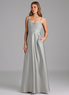 Azazie Beatrice 신부 들러리 드레스 A라인 스윗하트 네크라인 스트레치 새틴 바닥 길이 드레스 image3