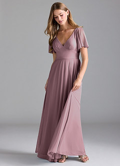 Azazie Kimber Final Sale Agave A-Line with Pockets Mesh Dress image8