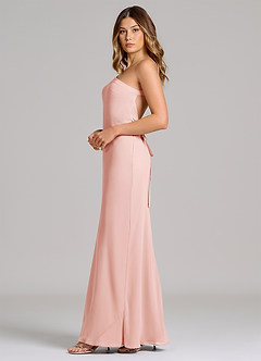 Azazie Monroe Brudtärnklänningar Klä av Tubklänning i Chiffong Ena axeln Rosett image5