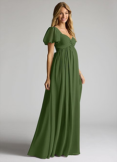 Azazie Madisynn Maternity Bridesmaid Dresses Bow Chiffon Floor-Length Dress image3
