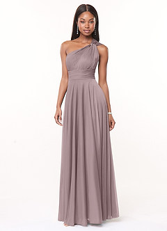 Azazie Charlize Bridesmaid Dresses Dusk A-Line One Shoulder Mesh Dress image3