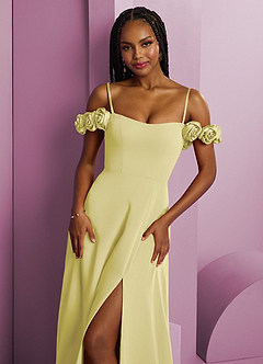Barbie ♥ Azazie Bridesmaid Dresses Lemon Sorbet A-Line Off the Shoulder Chiffon Convertible Dress image3