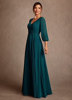 Azazie Yorba Kleider für die Brautmutter A-Linie Spitze Chiffon Kleid Kiefer image4