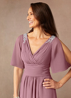 Azazie Pascual Mother of the Bride Dresses Vintage Mauve A-Line Pleated Chiffon Dress image7