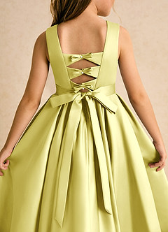 Azazie Junebuj Blumenmädchenkleider Ballkleid Plissee Matte Satin Kleid Zitronensorbet image7