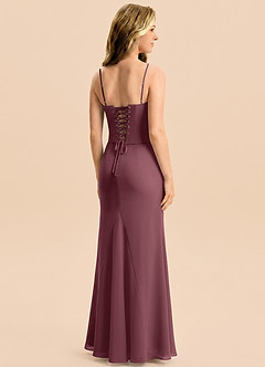 Azazie Sorrel Junior Meerjungfrau-Linie Plissee Chiffon Kleid Sangria image2