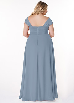Azazie Kaitlynn Bridesmaid Dresses Dusty Blue Empire Ruched Chiffon Convertible Dress image11
