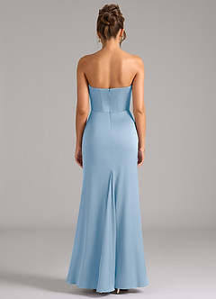 Azazie Debby Abiti da Damigella Abito Convertibile Sirena in Raso Elasticizzato Senza Cinturino Azzurro Polvere image7