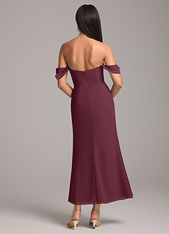 Azazie Saige Bridesmaid Dresses Cabernet Sheath Off the Shoulder Chiffon Convertible Dress image5
