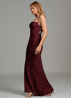 Azazie Ola Bridesmaid Dresses Cabernet Mermaid Corset Floral Burnout Dress image5