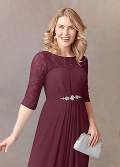 Azazie Leonine Mother of the Bride Dresses Cabernet A-Line Scoop lace Chiffon Dress image6