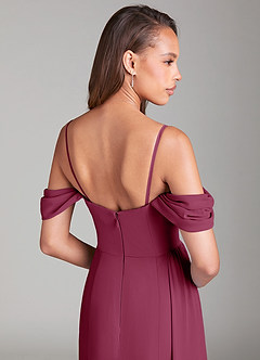 Azazie Amyra Bridesmaid Dresses Mulberry Sheath Off the Shoulder Chiffon Convertible Dress image8