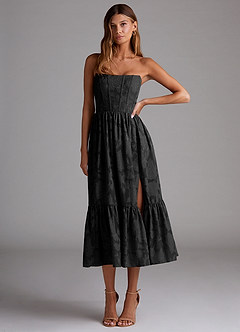 Delphina Black Lace-up Back Midi Dress image4