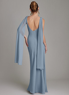 Azazie Essence Bridesmaid Dresses Dusty Blue Sheath Chiffon Dress image8