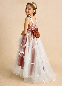 Azazie Darlina Robe Demoiselle D'honneur Fillette Robe Princesse en Tulle Dentelle Ivoire Paprika image8