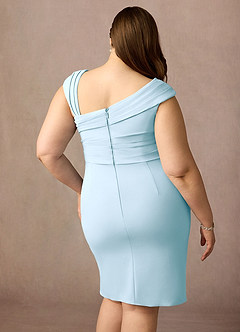 Azazie Cecily Mother of the Bride Dresses Sky Blue Sheath Stretch Crepe Dress image12
