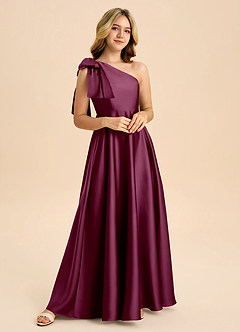 Azazie Penguin Junior Abito A-Line in Raso Elasticizzato Fiocco Gelso image4