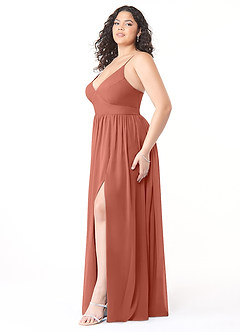 Azazie Aaida Bridesmaid Dresses Clay A-Line Corset Chiffon Dress image9