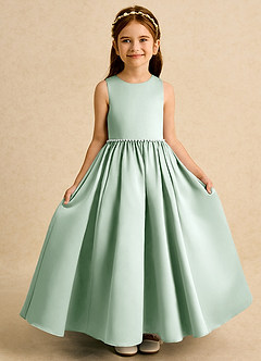 Azazie Daisies Robe Demoiselle D'honneur Fillette Robe Princesse en Mat Satiné Arc Agave image5