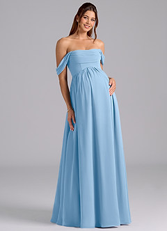Azazie Saige Maternity Bridesmaid Dresses A-Line Pleated Chiffon Floor-Length Dress image3
