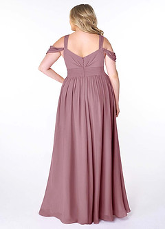 Azazie Lianne Bridesmaid Dresses Vintage Mauve A-Line Off the Shoulder Chiffon Dress image9