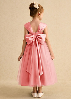 Azazie Chickadee vestidos de niña de las flores Vestido de Coral de Satin Mate de Princesa con Escote de Corazón image3