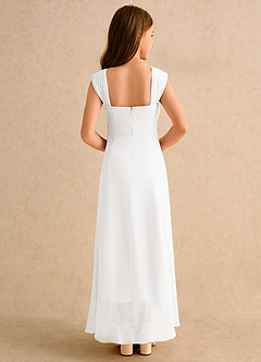 Azazie Oasis Junior Formal Flower Girl Dresses Ivory A-Line Pleated Chiffon Dress image2