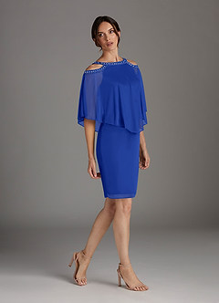Azazie Junibee Mother of the Bride Dresses Royal Blue Sheath Sequins Mesh Dress image3