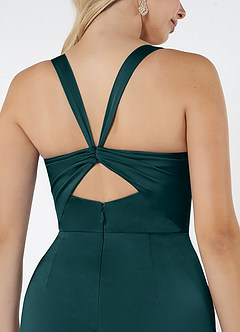 Azazie Mero Brautjungfernkleider Etui Plissee Stretch-Satin Kleid Kiefer image2
