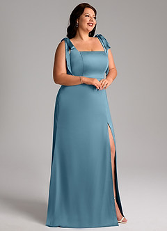 Azazie Frostine Bridesmaid Dresses Bermuda A-Line Bow Stretch Satin Dress image11