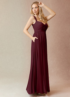 Azazie Reniya Bridesmaid Dresses Cabernet A-Line Pleated Mesh Convertible Dress image3