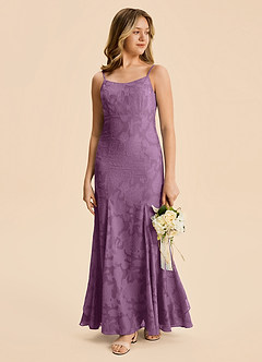 Azazie Lioren Junior Meerjungfrau-Linie Gestreift Blumen-Burnout Kleid Blauregen image5